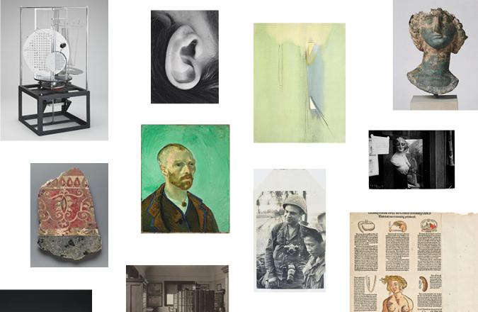A collection of thumbnails of many different types of art including sculpture, photography, painting, prints, etc.