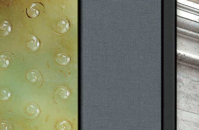 Extreme closeup of abstract details from museum catalog covers.